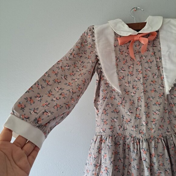 Vintage Coming‎ Thing Girls 80s Floral Long Sleeve Classic Knee Dress Size 6X - Picture 2 of 13